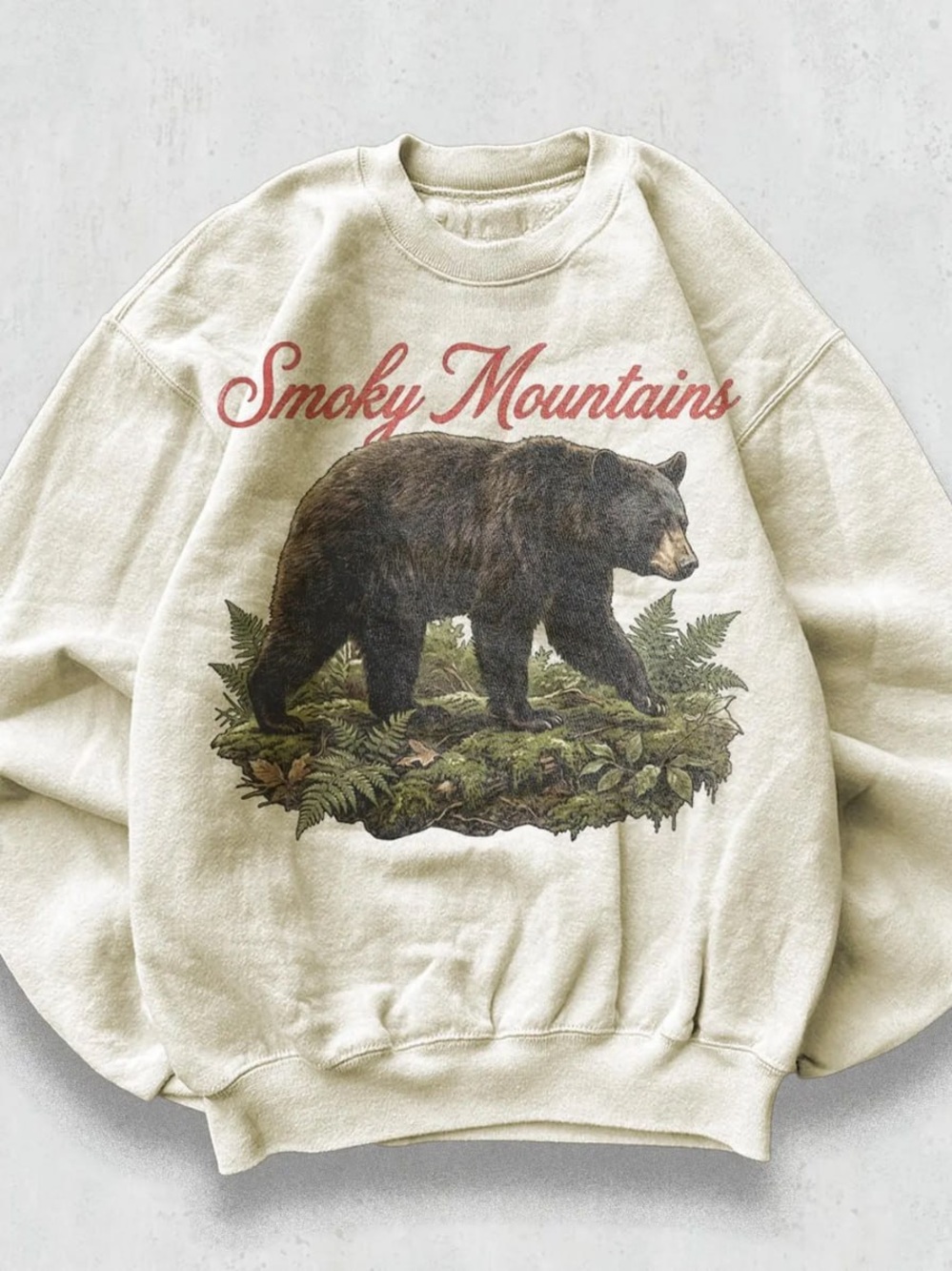 Sand Smoky Mountains Bear Graphic Sweatshirt